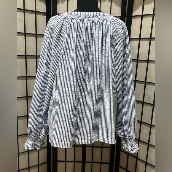 GAP Classic Blue and White Striped PEASANT BLOUSE, WOMEN SIZE XL - Picture 4 of 11